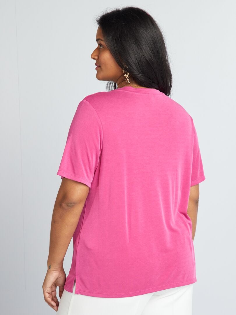 Stretch T-shirt met korte mouwen - ROZE