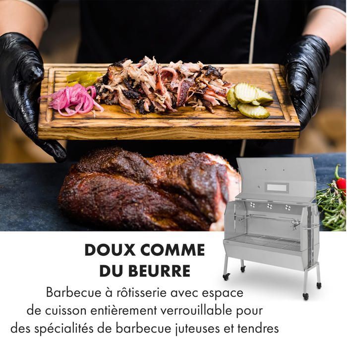 Houtskoolbarbecue - Klarstein Sauenland Pro XL speenvarkengrill - Houtskoolrotisserie - Draaiend spit - Zilver