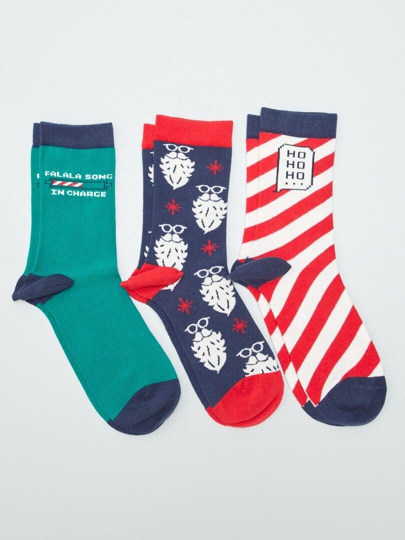 Set van 3 paar kerstsokken - ROOD