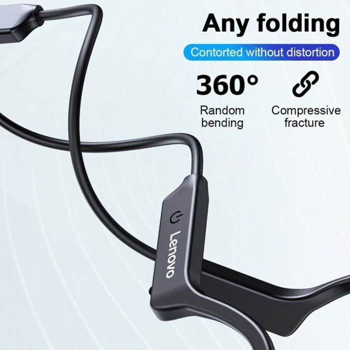 Auricolari Lenovo X4 True Bone Conduction TWS Wireless BT5.0, impermeabili IP56, con protezione della privacy audio e flessibilità a 360°.