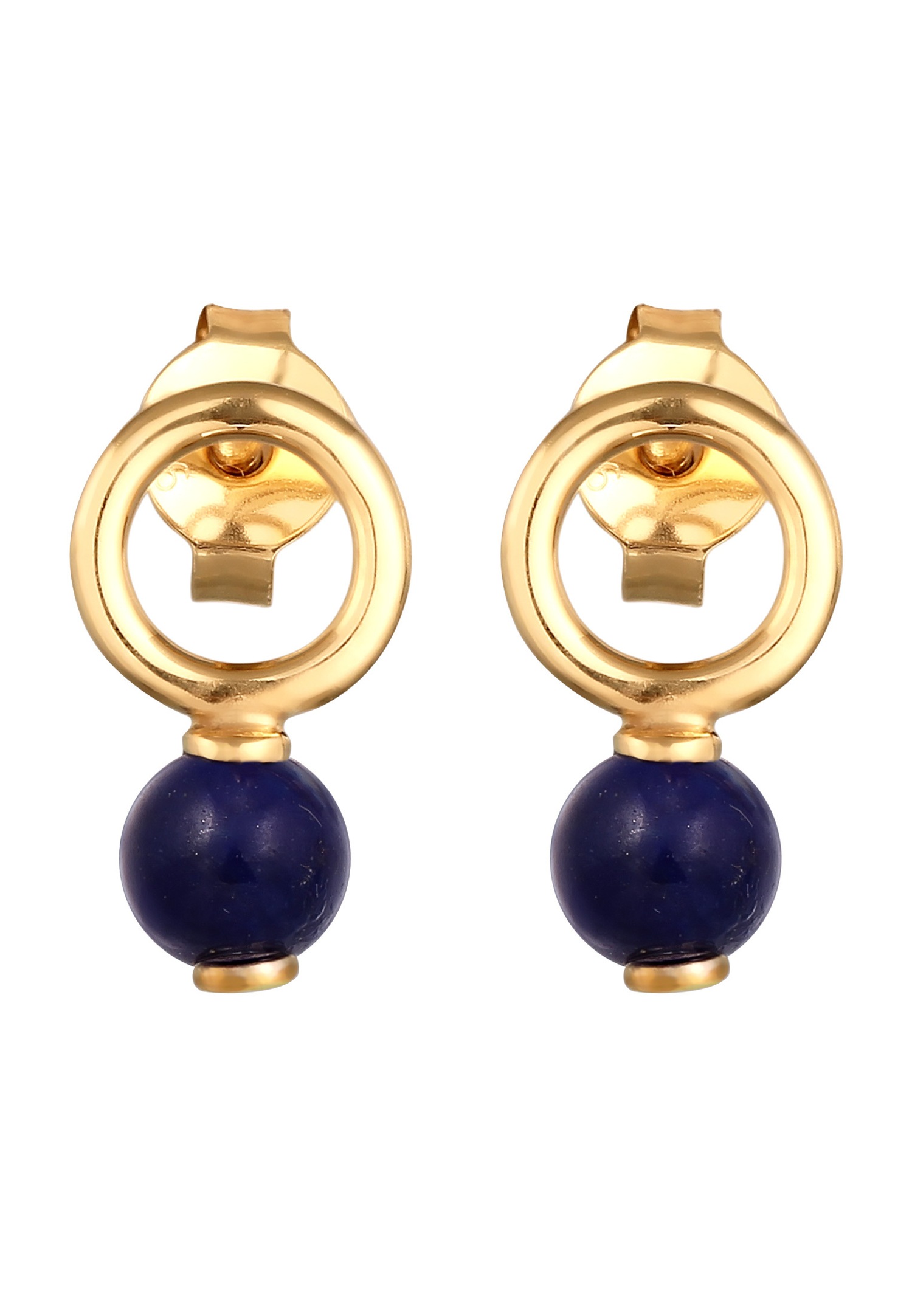 Elli Elli Boucle d'oreille avec Pierre Femmes Rond Lapis Lazuli Bleu Argent Sterling 925 Tenue de soirée