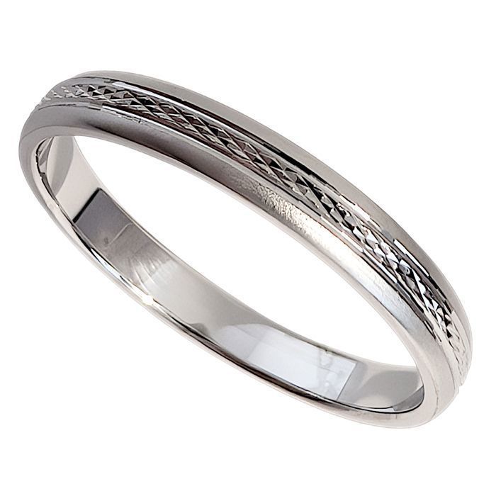 Anillo de boda para mujer de plata de ley 925 chapado en rodio de 3 mm