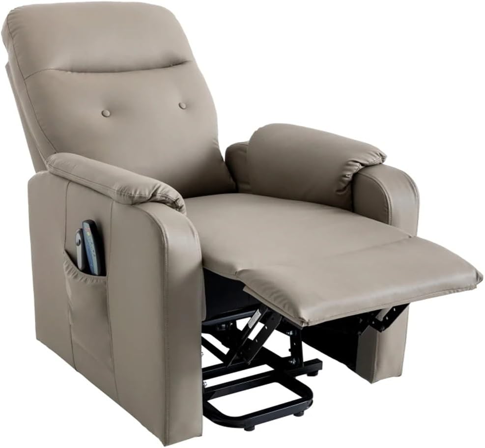 Sillón reclinable de masaje Walnut, sillón elevador eléctrico con bolsillo lateral, ajustable y con función de calefacción para adultos y personas mayores.