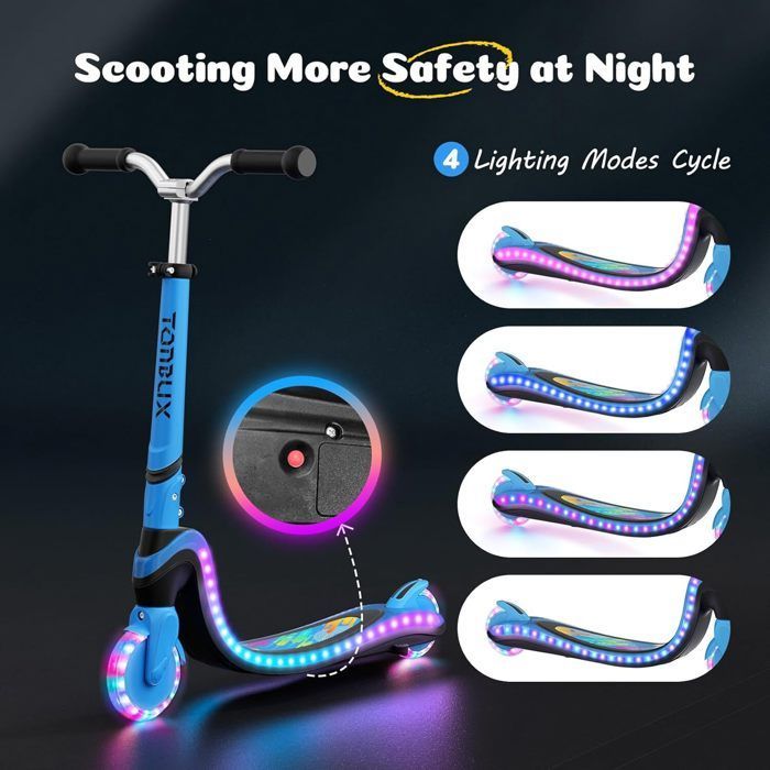 Children's Scooter - TONBUX - Light-Up Model - Adjustable Height - Polyurethane Wheels - Ages 3 to 12