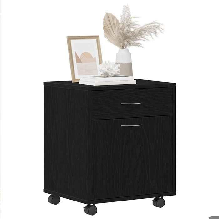 Noir Meuble roulant, CLARENCE, moderne, Chêne noir 45 x 38 x 54 cm Bois d'ingénierie LV32