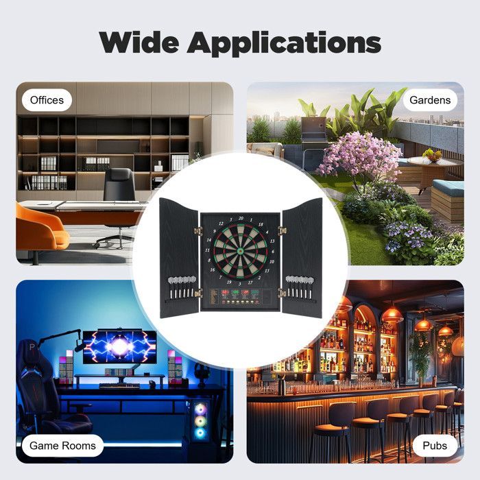 Elektronisch dartbord, 12 darts, professioneel dartbord, dartbord met 4 led-displays