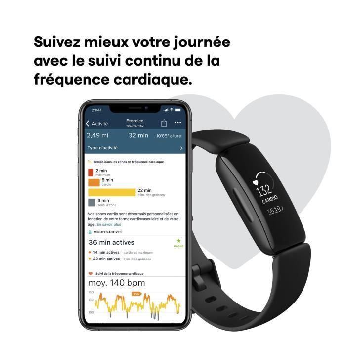 FITBIT Inspire 2 - Fitness Tracker - Autonomia della batteria di 10 giorni - Nero
