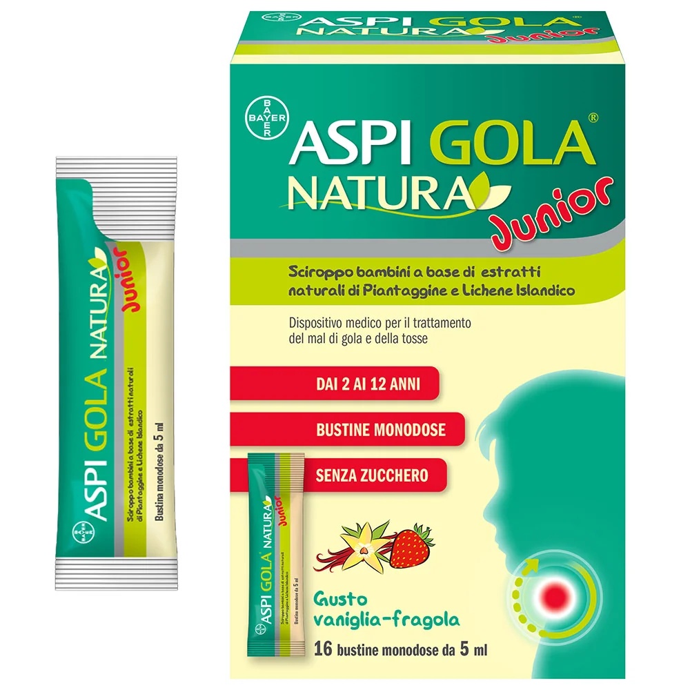 ASPIRINE Aspi Gola Natura Junior sirop 16 sachets Mal de gorge et toux