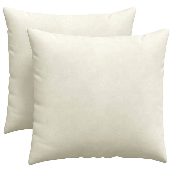Cojines de sofá de terciopelo - vidaXL - Crema - 45x45x18 cm - Fundas extraíbles - Relleno de poliéster