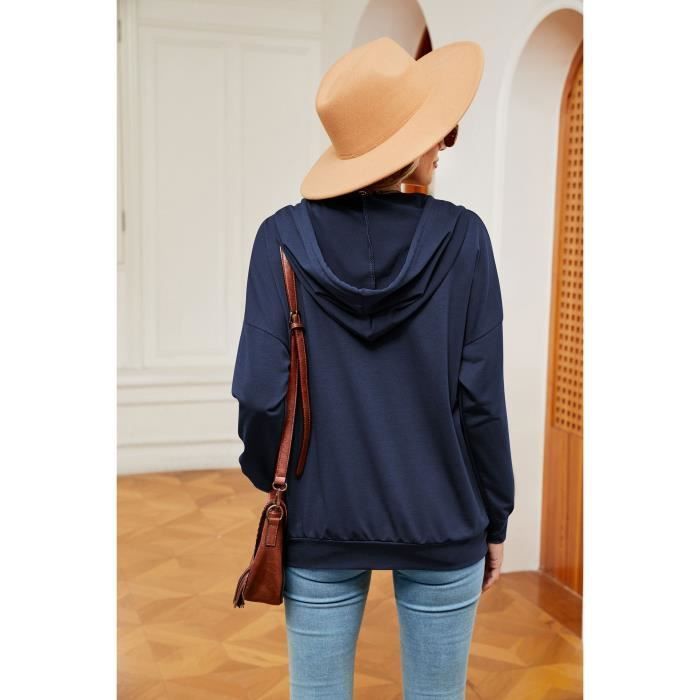 Jersey de manga larga con capucha para mujer INSFITY - Color liso - Primavera/Otoño - Talla europea