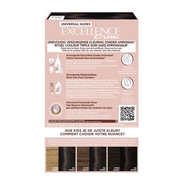 L'Oréal Paris Excellence Crème Universal Nudes 2U zelo temno rjava permanentna barva za lase