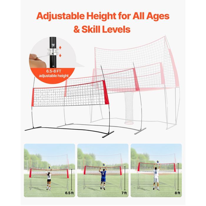 2-in-1 Versatile Volleyball Net - Duoku - Height Adjustable - Designed for Training with Ball Return