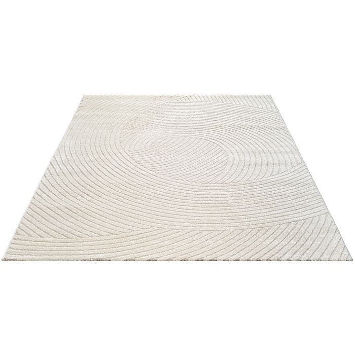 Alfombra Everest para salón, efecto 3D, pelo denso y agradablemente suave, color crema, 160 x 230 cm, diseño 2401.