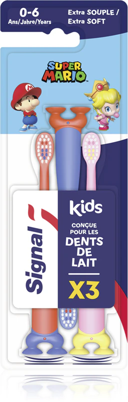 Escova de dentes infantil Signal Super Mario macia 0-6/2-6