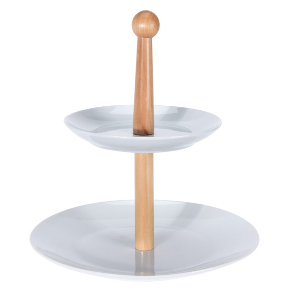 Porcelanowa Patera na dwa poziomy 27 cm Biała Eco