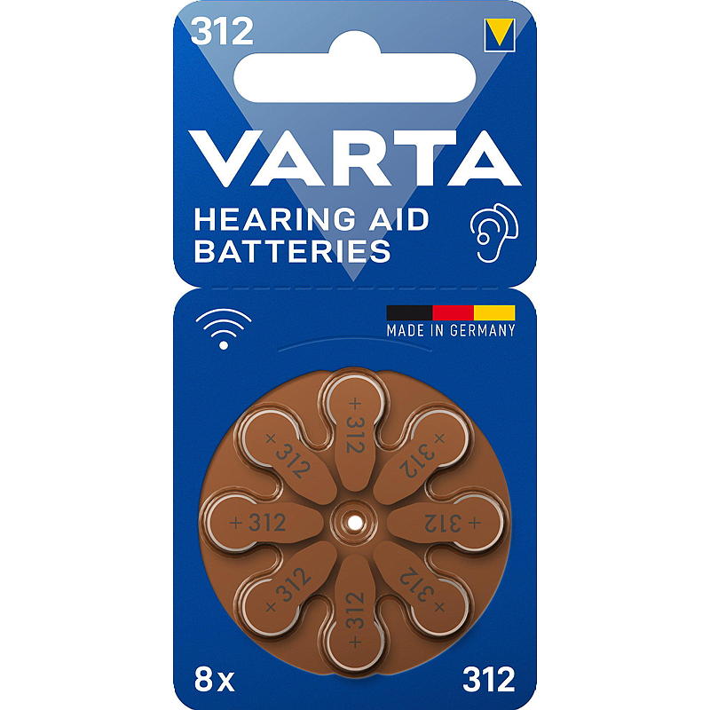Varta Batteri 8-pakning Høreapparat, størrelse 312, Varta