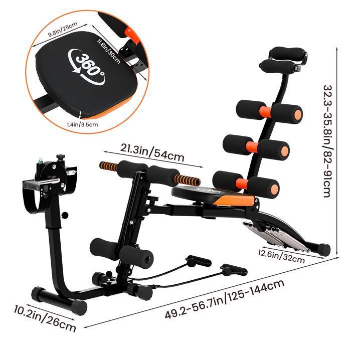 Banco de pesas multifuncional FLASIDU - Banco de entrenamiento abdominal y de espalda - Ajustable, plegable e inclinable