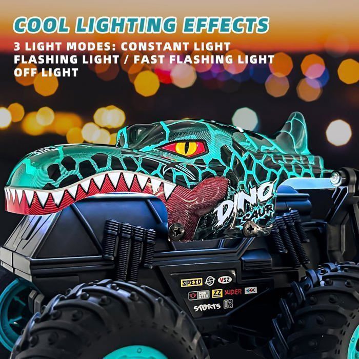 Remote Control Car - Monster Truck - 1:20 Scale - Music & Lights - Stunts for Children 4+