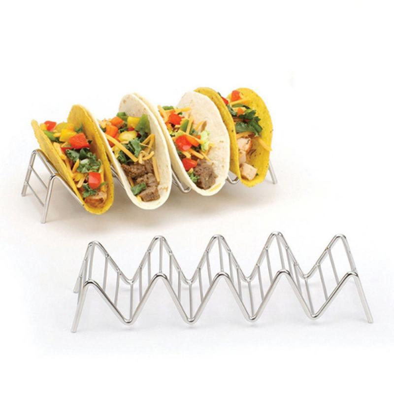 szt. Falisty uchwyt ze stali nierdzewnej do taco, stojak na tacę, stojak na tortillę, akcesoria kuchenne, stojak na żywność, metalowy grill do taco, narzędzie kuchenne