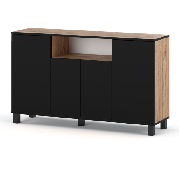 Komoda loft 140cm bruno szafka rtv drewniana wotan czarny