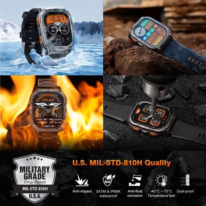 KOSPET M3 Ultra Montre Connectée homme Montre Sport GPS 40+ jours 50m Etanche Tracker Sommeil Répondre/appeler - 2 Bandes - Noir