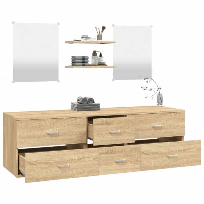 vidaXL Ensemble de meubles salle de bain 5 pcs chêne bois d'ingénierie 242564