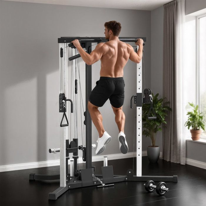 SPORTNOW Multifunktions Power Station - Pull-Up Bar - Justerbar træningsstation med 15 positioner - Sort