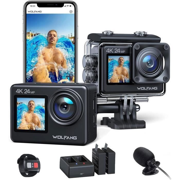 WOLFANG GA200 Sports Camera - 4K Dual Screen with EIS Stabilization and Waterproof up to 40M