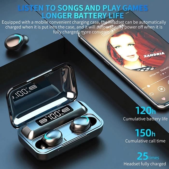 Auriculares inalámbricos APERIL - Bluetooth 5.1 - Resistencia al agua IPX7 - 30 horas de autonomía - Reducción de ruido