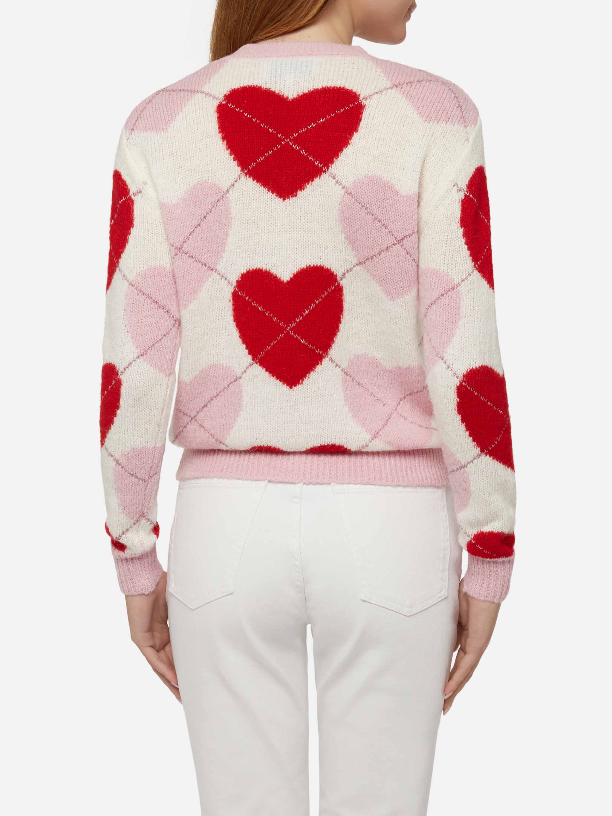 Maglione girocollo da donna morbido Queen Nordic Soft con cuore jacqua