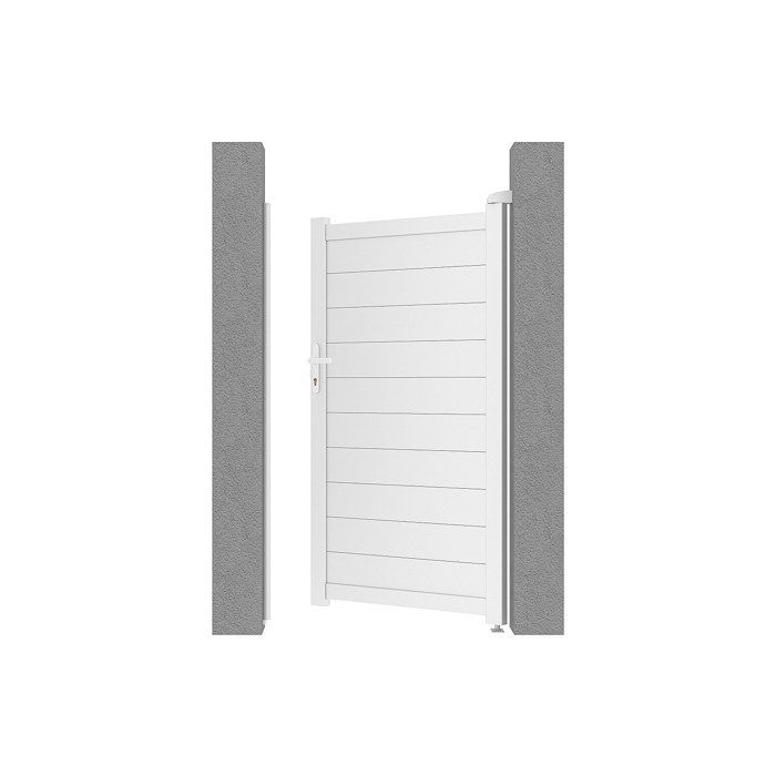 Puerta batiente de aluminio macizo, 103 cm de ancho x 180 cm de alto, blanca - NAZARIO