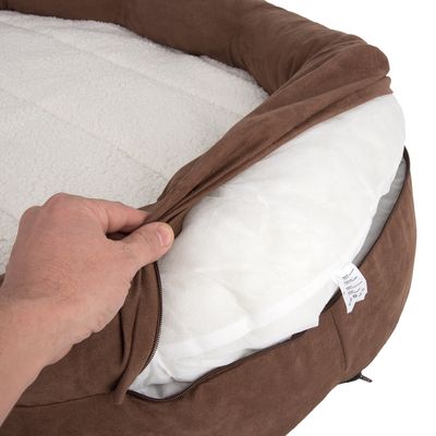Oval hundeseng med memory foam - brun