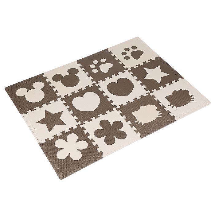 24-delige EVA-speelmat voor kinderen - ERROLVES - Beige en bruin - Speeloppervlak met cartoonpatroon - Losse mat 30*30*1 cm