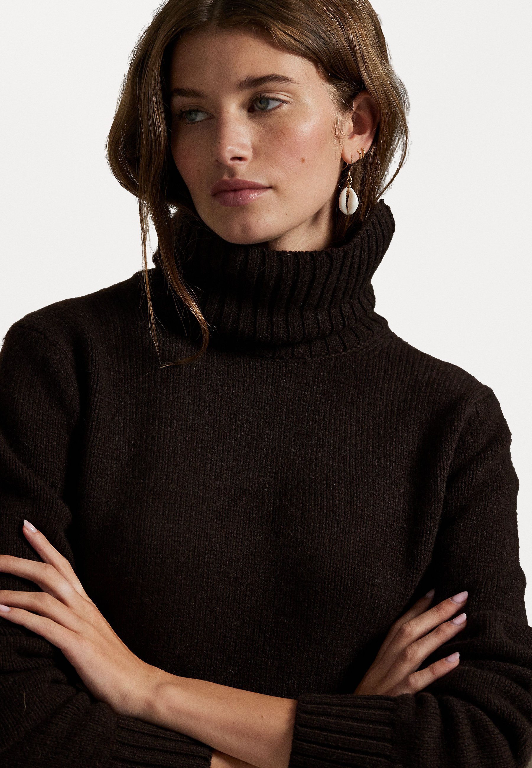 Pull à col roulé en laine Polo Ralph Lauren - Marron noyer