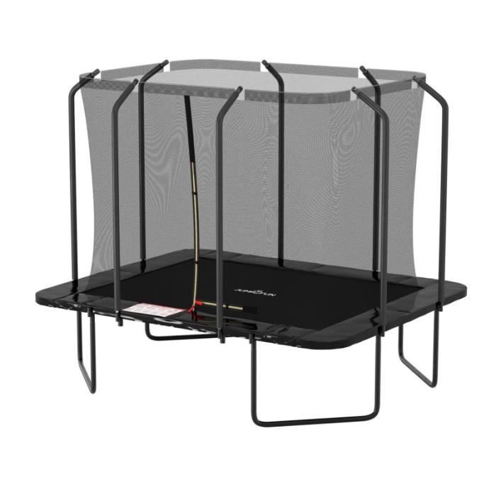 Trampoline - Luxury - Rectangle - 244 x 305 cm - Noir - Pack complet avec échelle et filet de sécurité