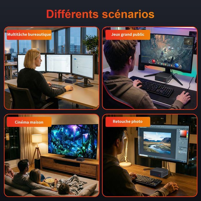 AWOW Mini PC with AMD Ryzen Embedded R2514 (4 cores, up to 3.7 GHz), 16 GB DDR4 RAM, 512 GB PCIe 3.0 SSD, Radeon Graphics, and 4K Display
