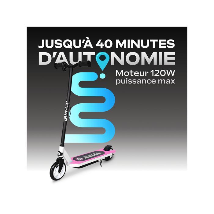 Monopattino elettrico rosa per bambini, 30W – 10 km/h – Autonomia della batteria: 40 min – 12V/5Ah