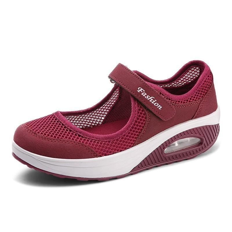 Scarpe basse da donna estive alla moda, scarpe casual in rete traspirante, mocassini Mary Jane con chiusura a strappo, scarpe da barca da donna