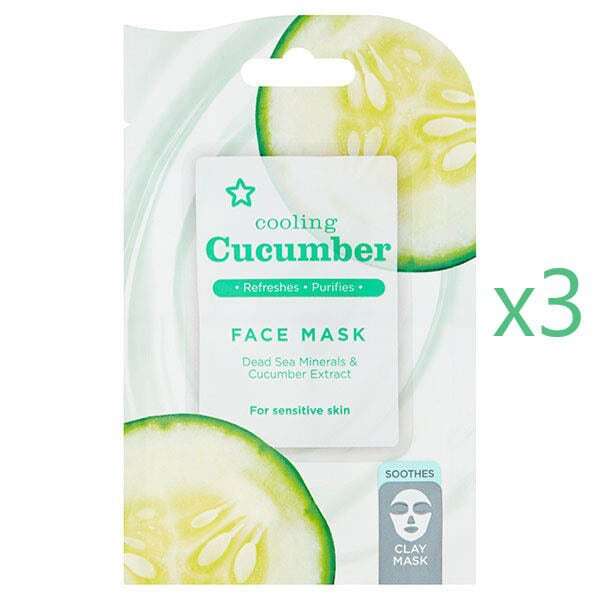 Superdrug Komkommer Verkoelend Gezichtsmasker x3 Bundel