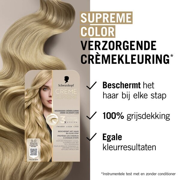 Schwarzkopf Creme Supreme 9-0 Naravna svetlo blond negovalna kremna barva<br>182 g