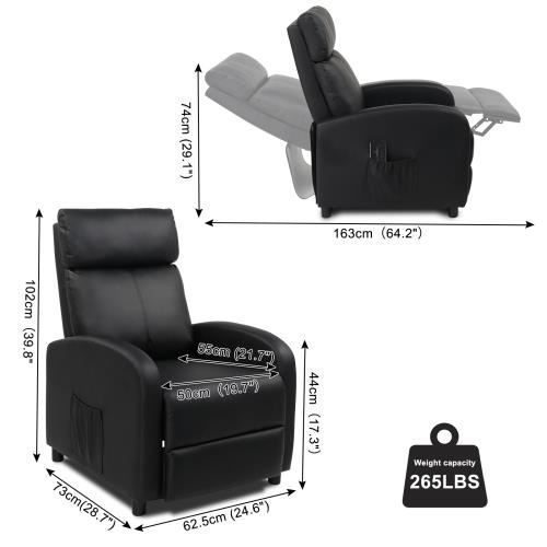 Relaxfauteuil met massagefunctie en verstelbare voetensteun, 97 x 64 x 105 cm, zwart