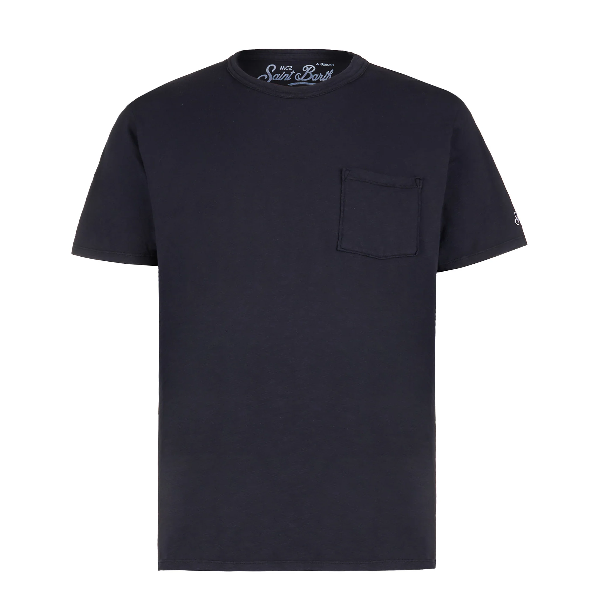 T-shirt da uomo blu navy con taschino frontale