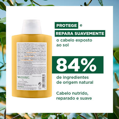 Klorane Tamanu & Monoi Nutri-Repair Sun Shampoo, aurinkosuojashampoo auringolle altistuneille hiuksille, 200 ml