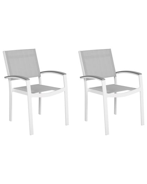 2 krzesła ogrodowe aluminium odporne szare
