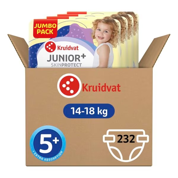 Plenice Kruidvat Junior Plus Size 5+, velikost 5+ (14–18 kg), 204 kosov