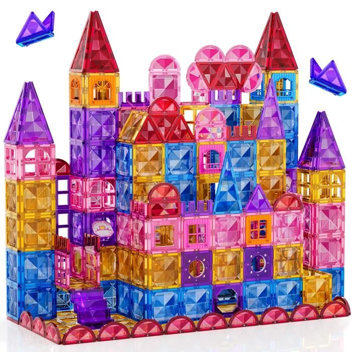 Set di costruzioni magnetiche KUKUFUN da 142 pezzi per l'apprendimento STEM, adatto a bambini dai 3 agli 8 anni, con auto, in ABS sicuro.