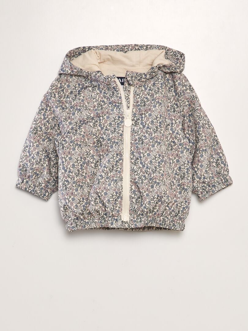 Windjack met capuchon en print - ROZE
