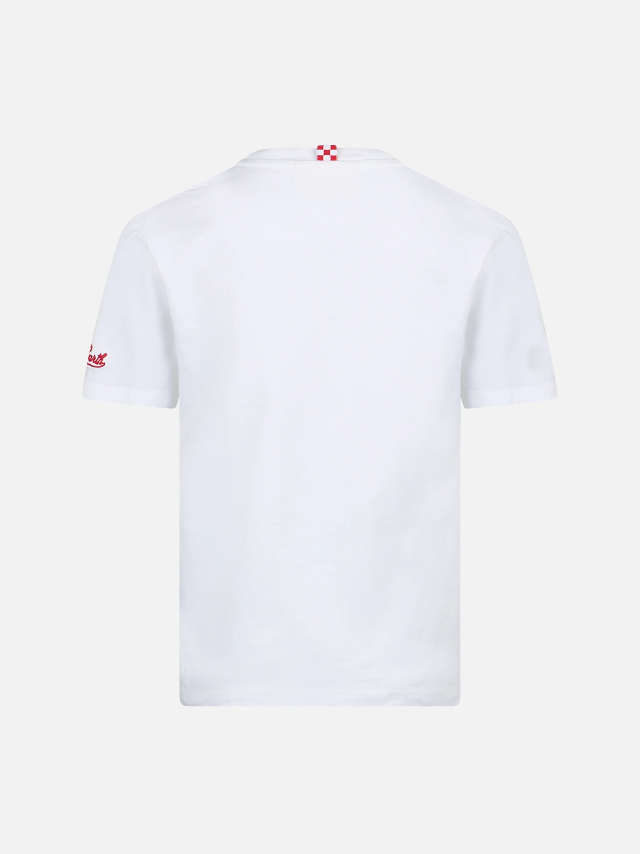T-shirt in cotone con ricamo Me ne vado In un lambo