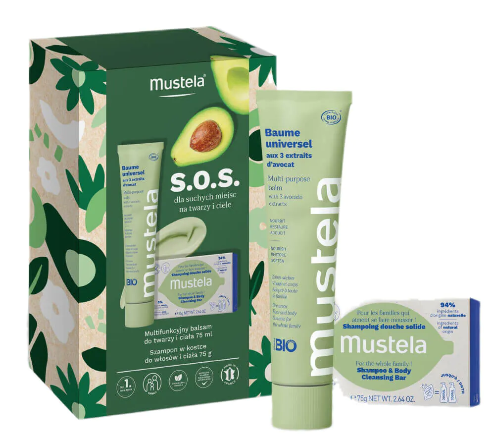 Mustela Zestaw SOS na suche obszary skóry ciała i twarzy