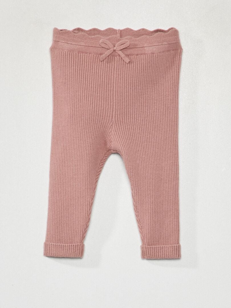 Geribbelde gebreide legging - ROZE